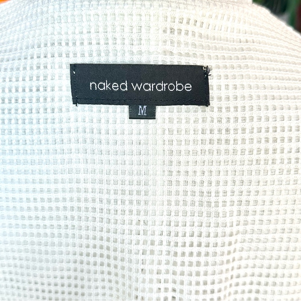 Naked Wardrobe Mesh White Blazer Lab Coat Office Siren Bridal Guest Size Large - Picture 7 of 7